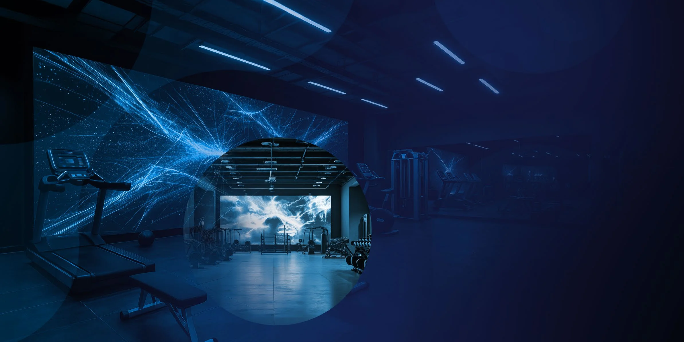 Espace fitness avec mur LED — illustration de la brochure