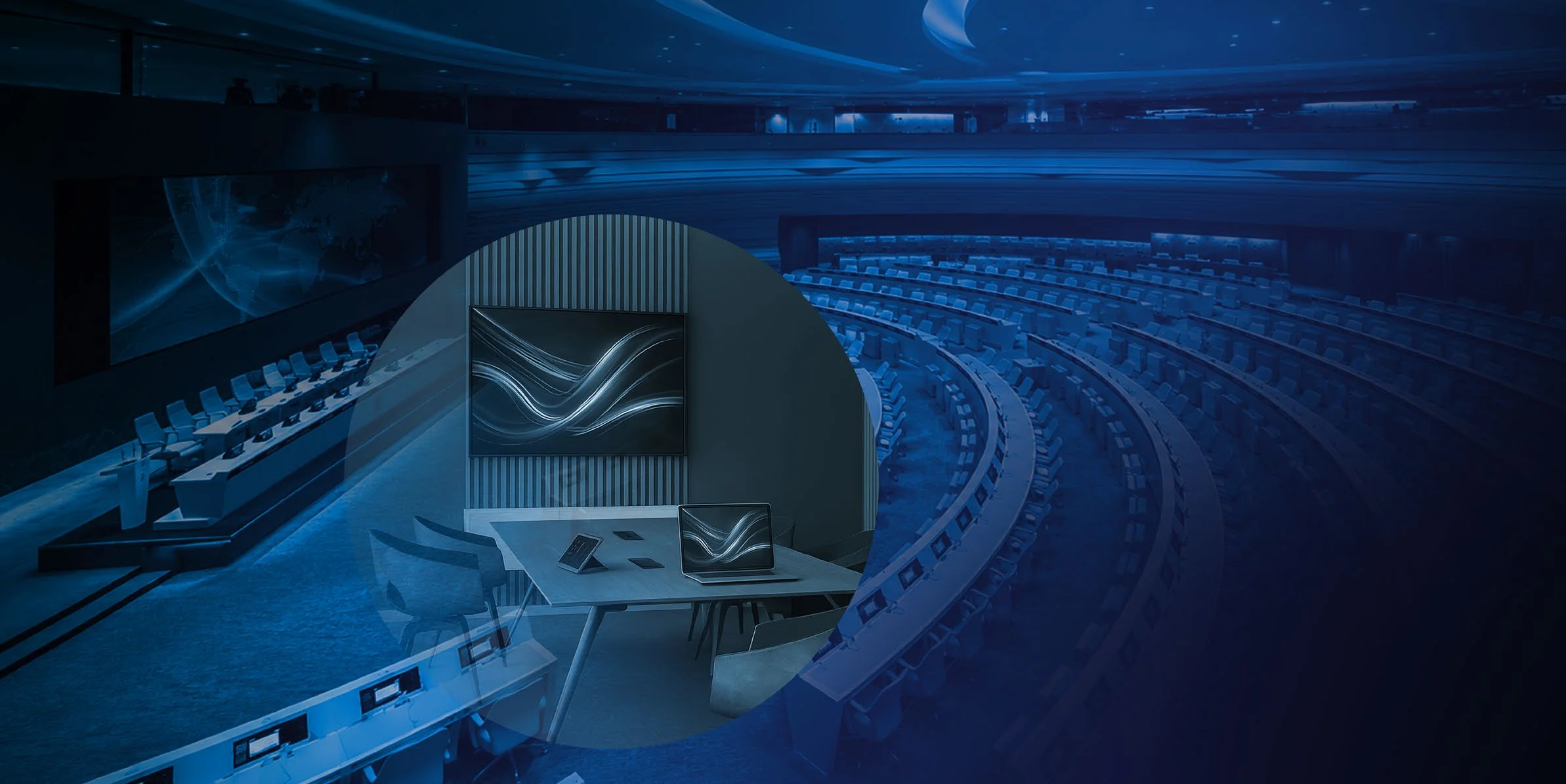 Salle de réunion et espace de conférence — illustration de la brochure